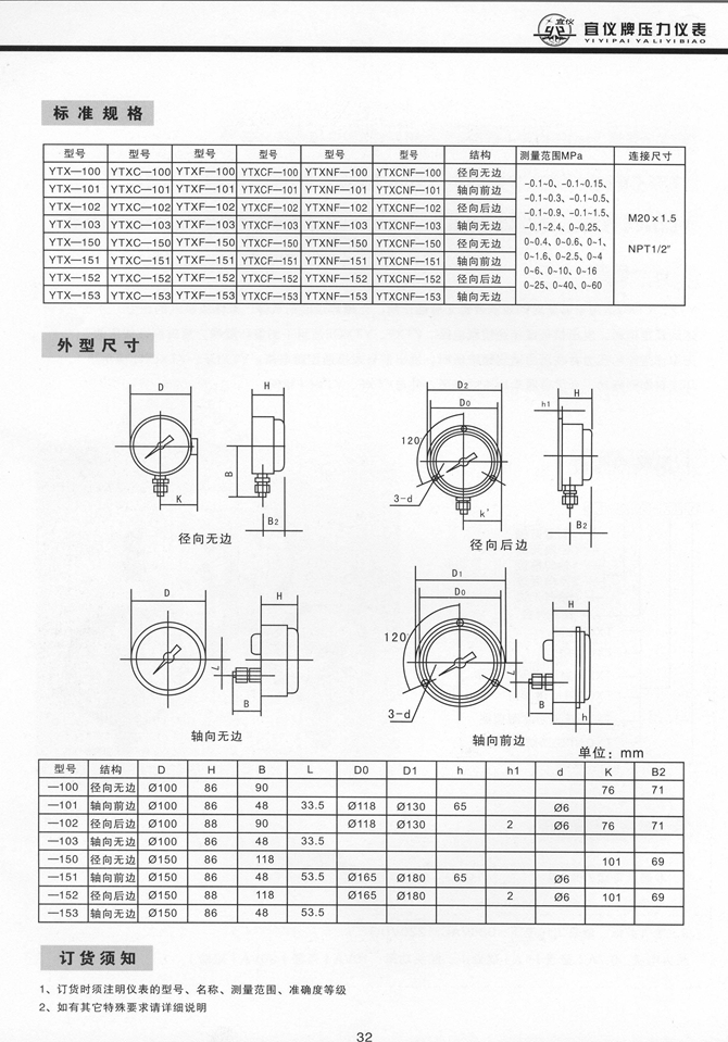 YTXNF(普通)、YTXCNF(磁助)型全不銹鋼防腐耐振電接點壓力表(圖2)